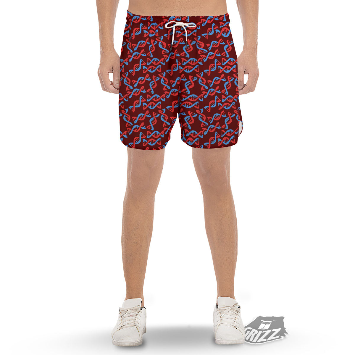 DNA Helix Print Pattern Men's Gym Shorts-grizzshop