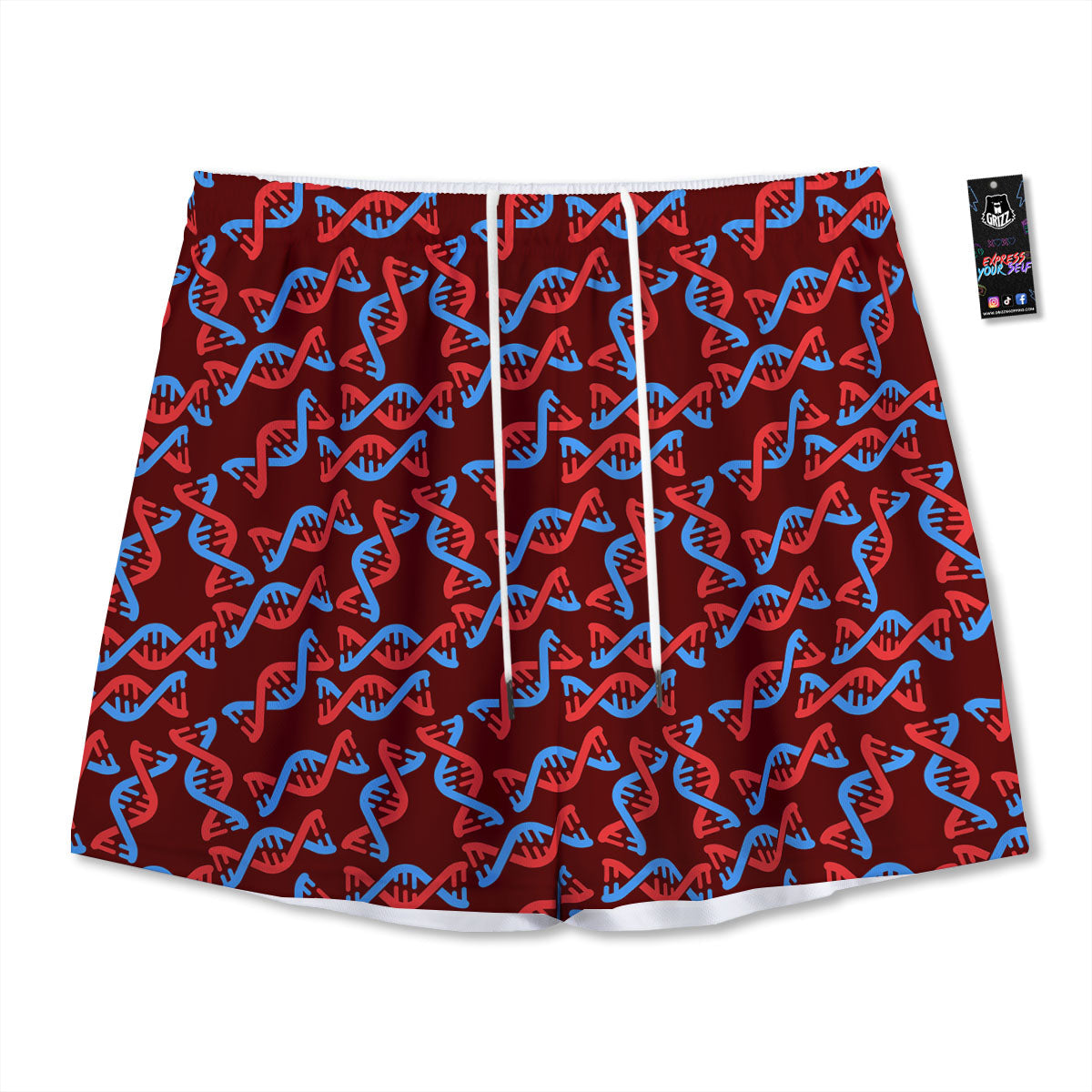 DNA Helix Print Pattern Mesh Shorts-grizzshop