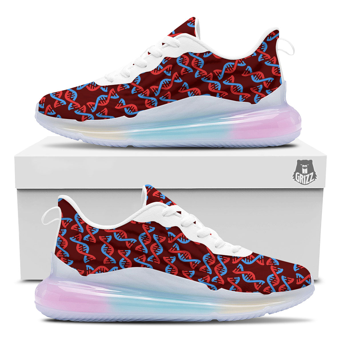DNA Helix Print Pattern Running Sneakers-grizzshop