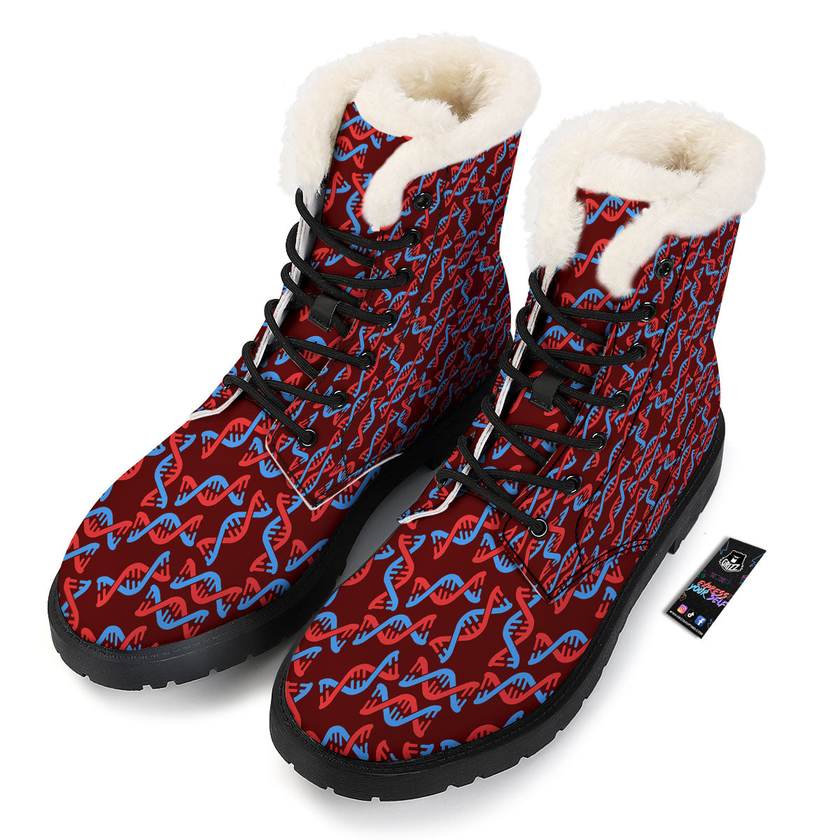 DNA Helix Print Pattern Winter Boots-grizzshop