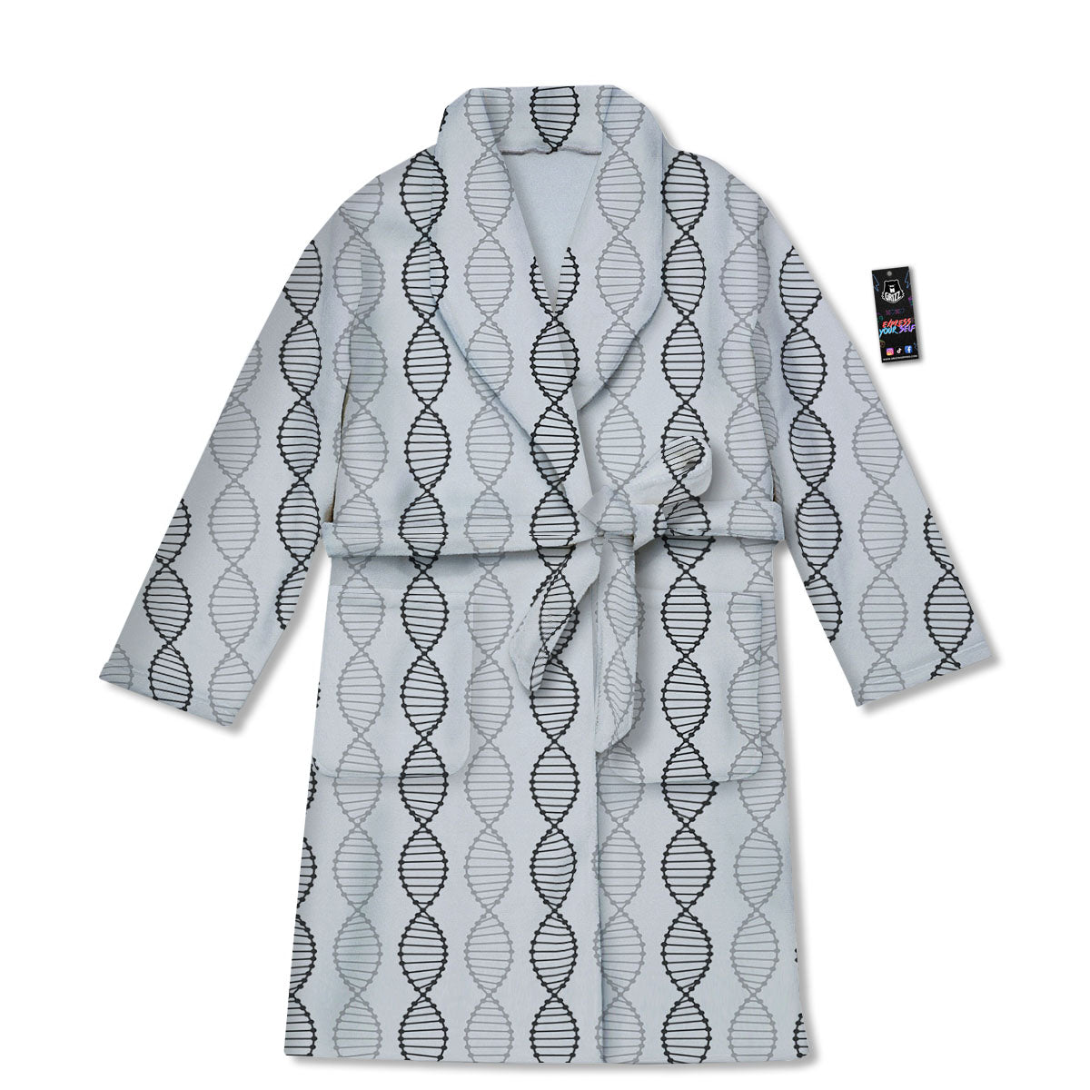 DNA Strands Print Pattern Bathrobe-grizzshop