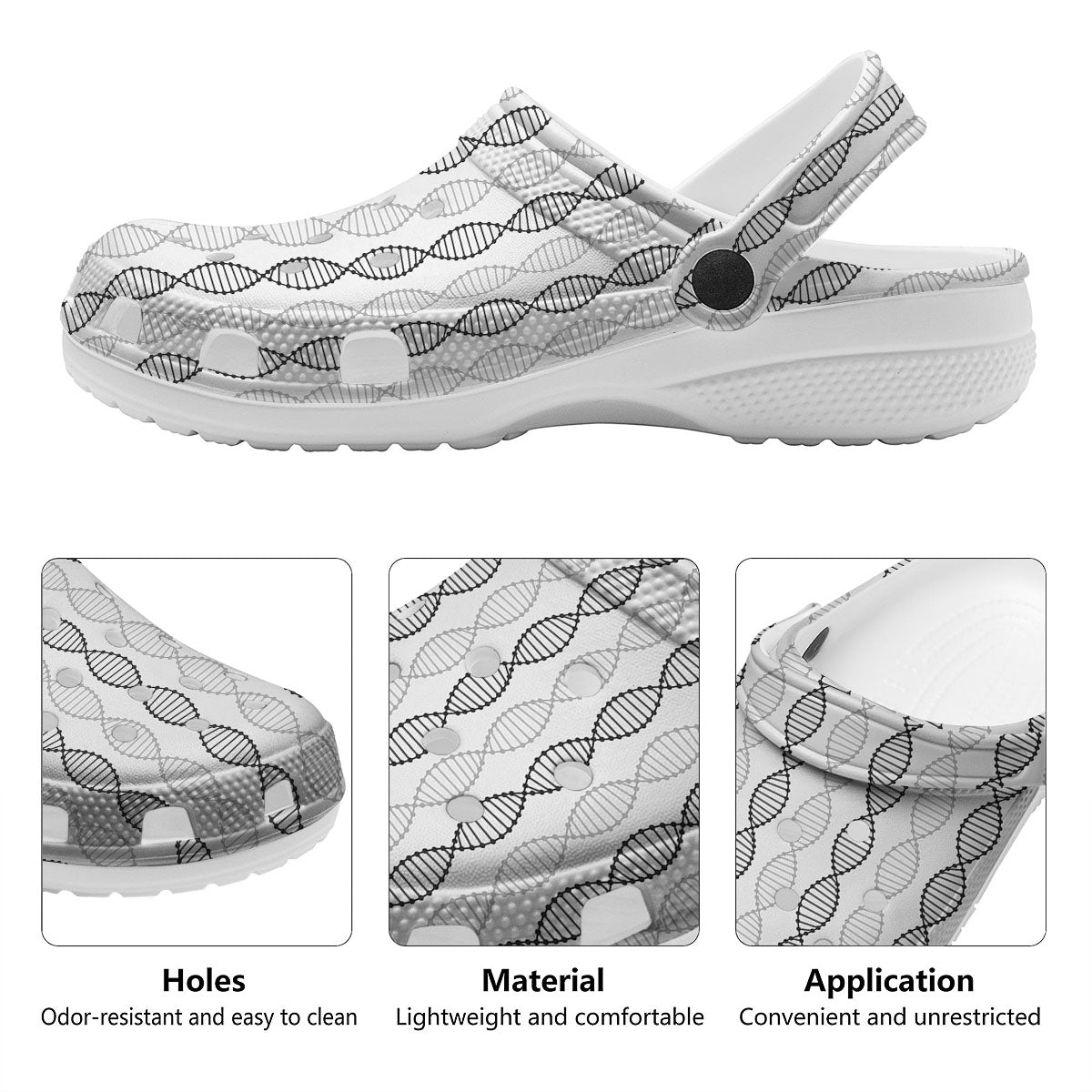 DNA Strands Print Pattern Clog-grizzshop