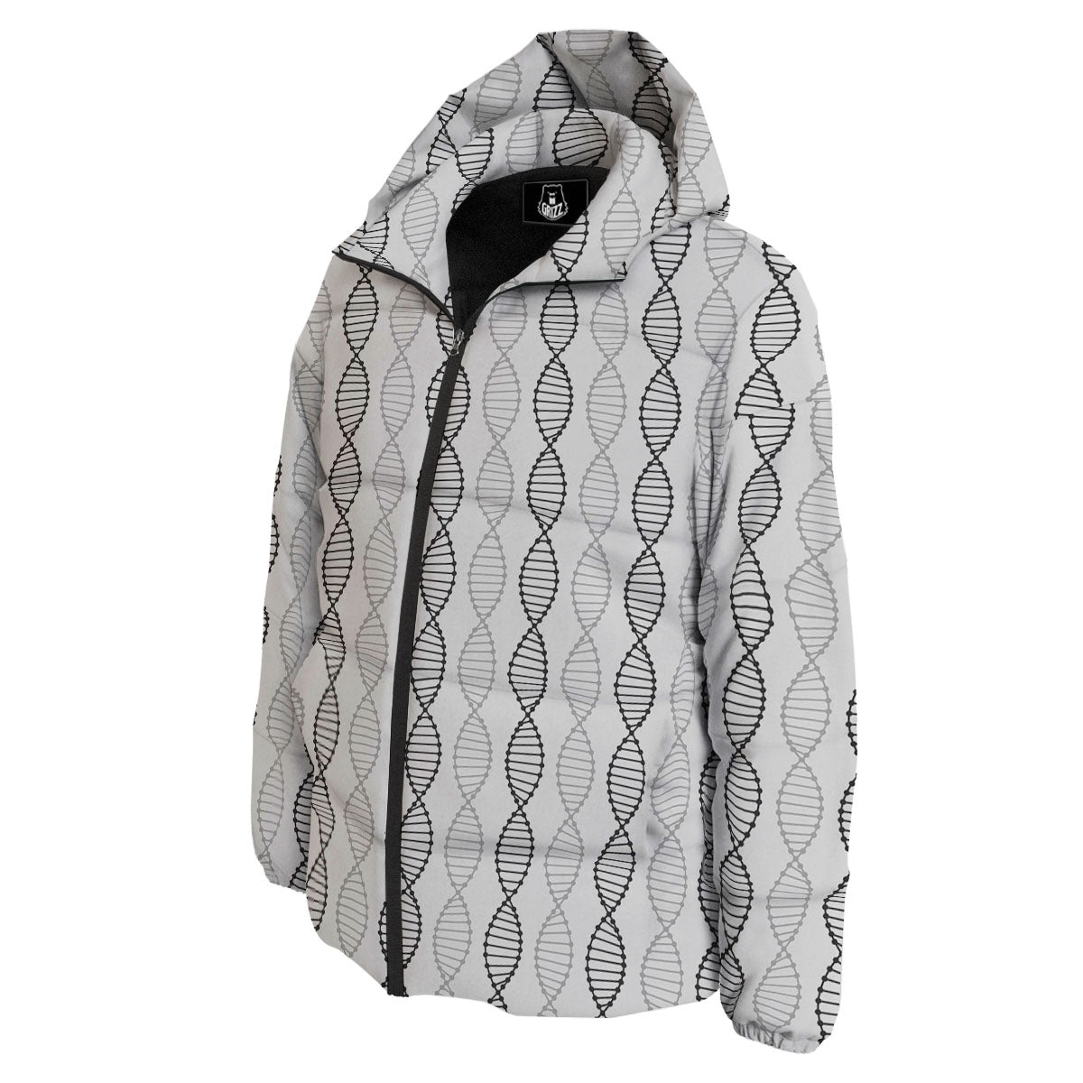 DNA Strands Print Pattern Down Jacket-grizzshop
