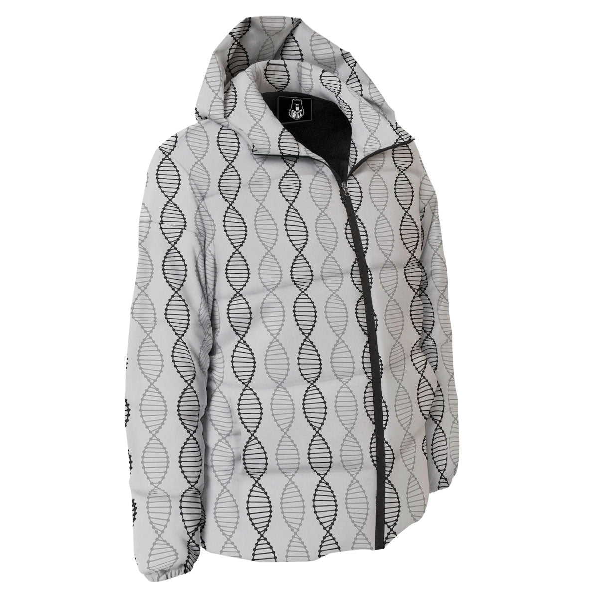 DNA Strands Print Pattern Down Jacket-grizzshop