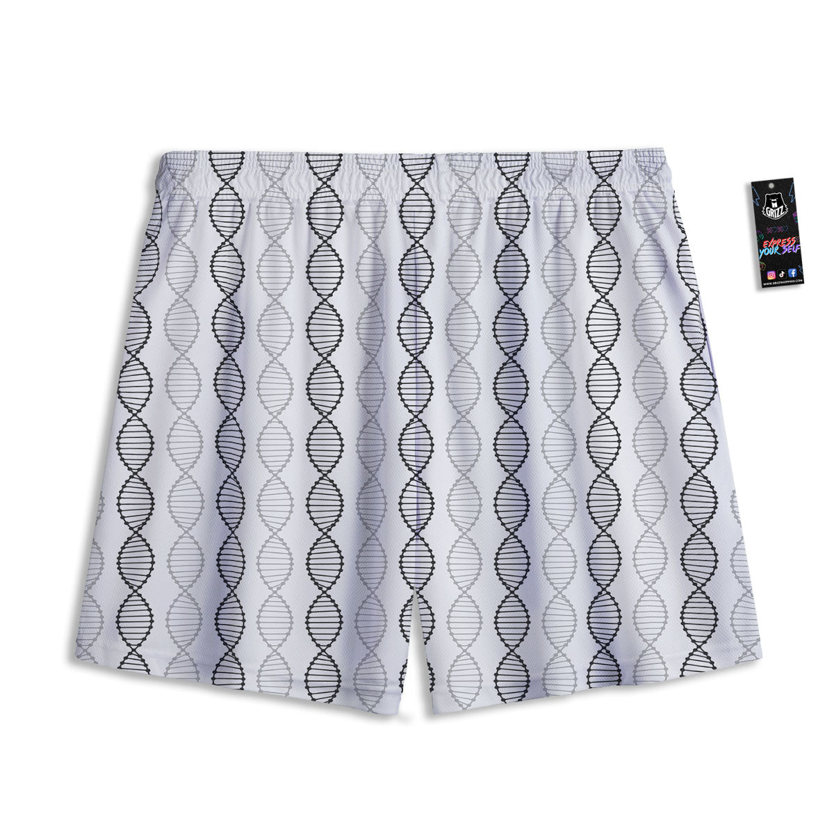 DNA Strands Print Pattern Mesh Shorts-grizzshop