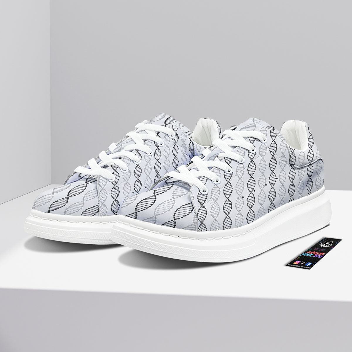 DNA Strands Print Pattern Platform Shoes-grizzshop