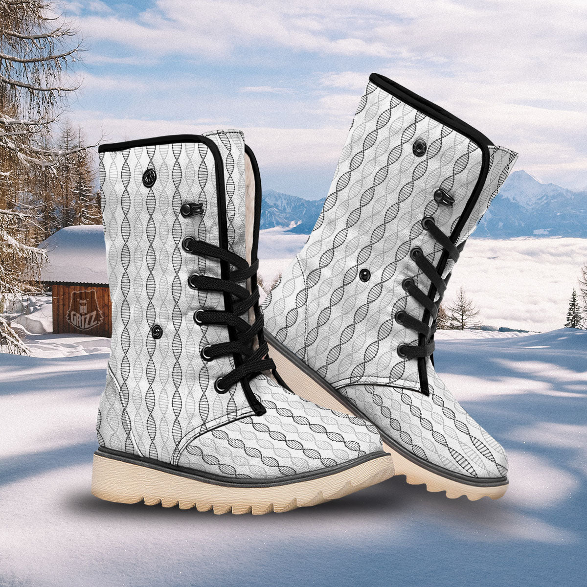 DNA Strands Print Pattern Snow Boots-grizzshop