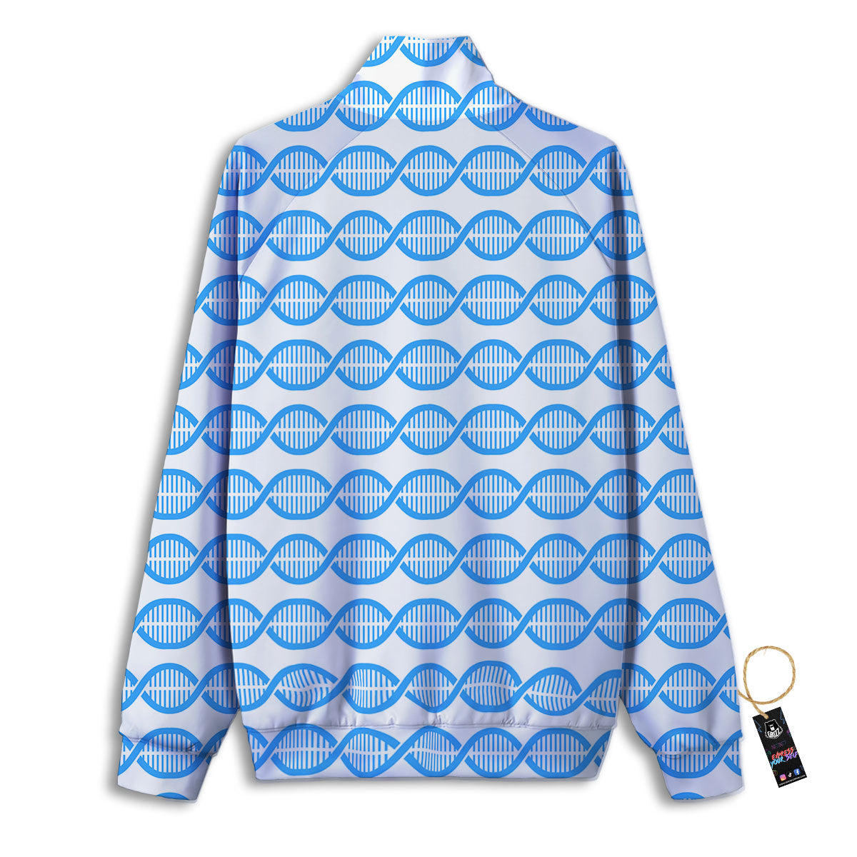 DNA White And Blue Print Pattern Track Jacket-grizzshop