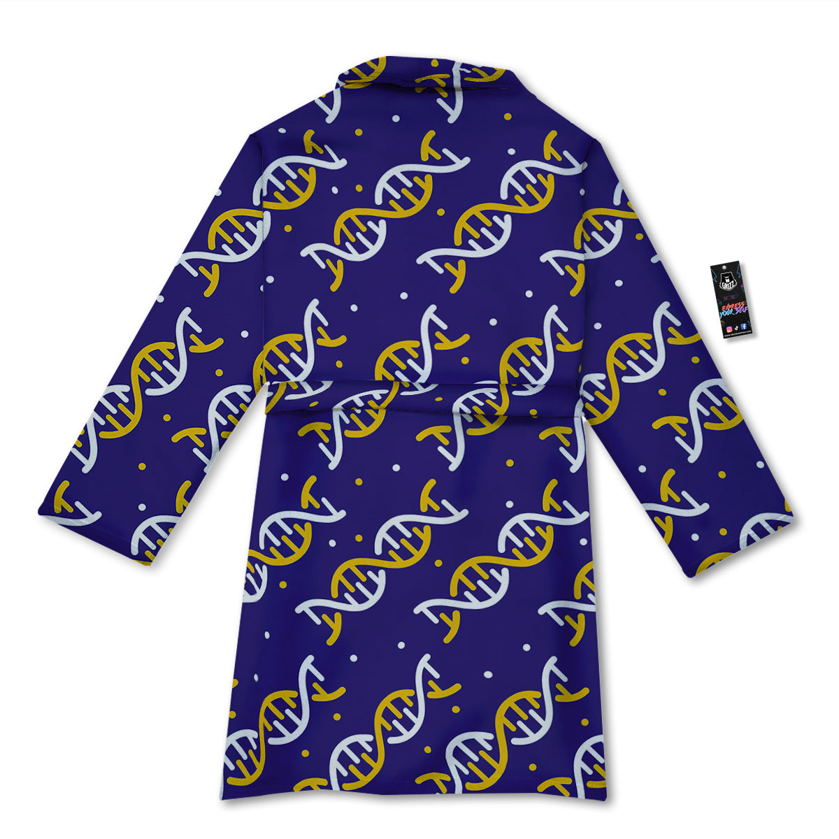 DNA Yellow And White Print Pattern Bathrobe-grizzshop