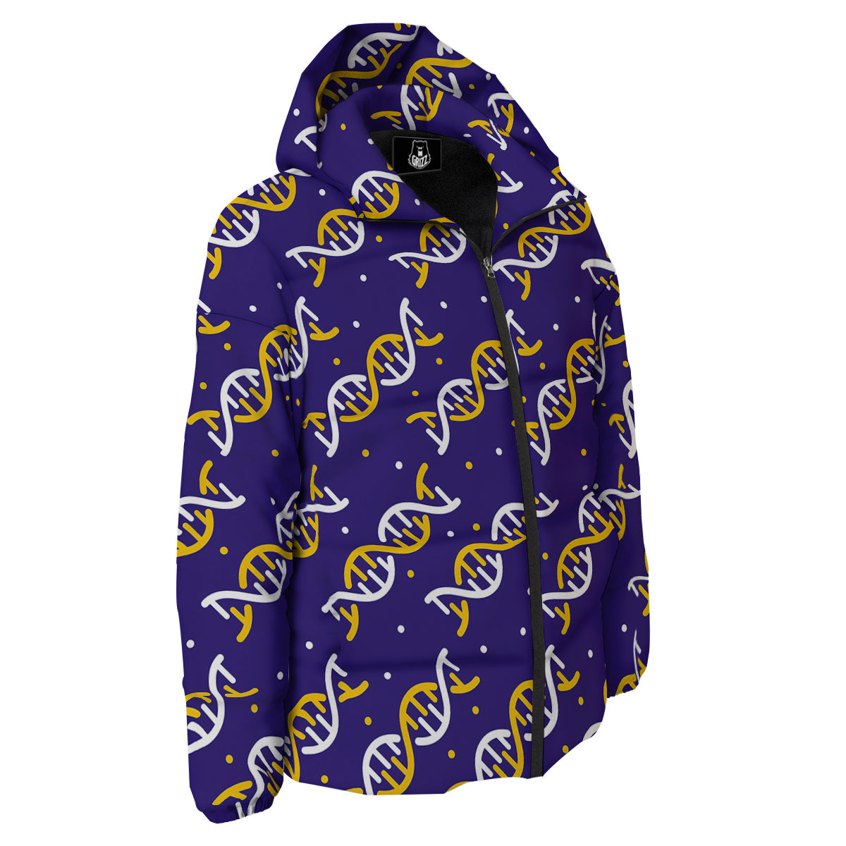 DNA Yellow And White Print Pattern Down Jacket-grizzshop