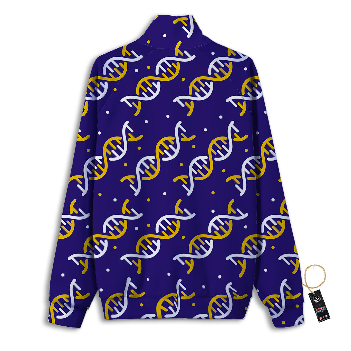 DNA Yellow And White Print Pattern Track Jacket-grizzshop