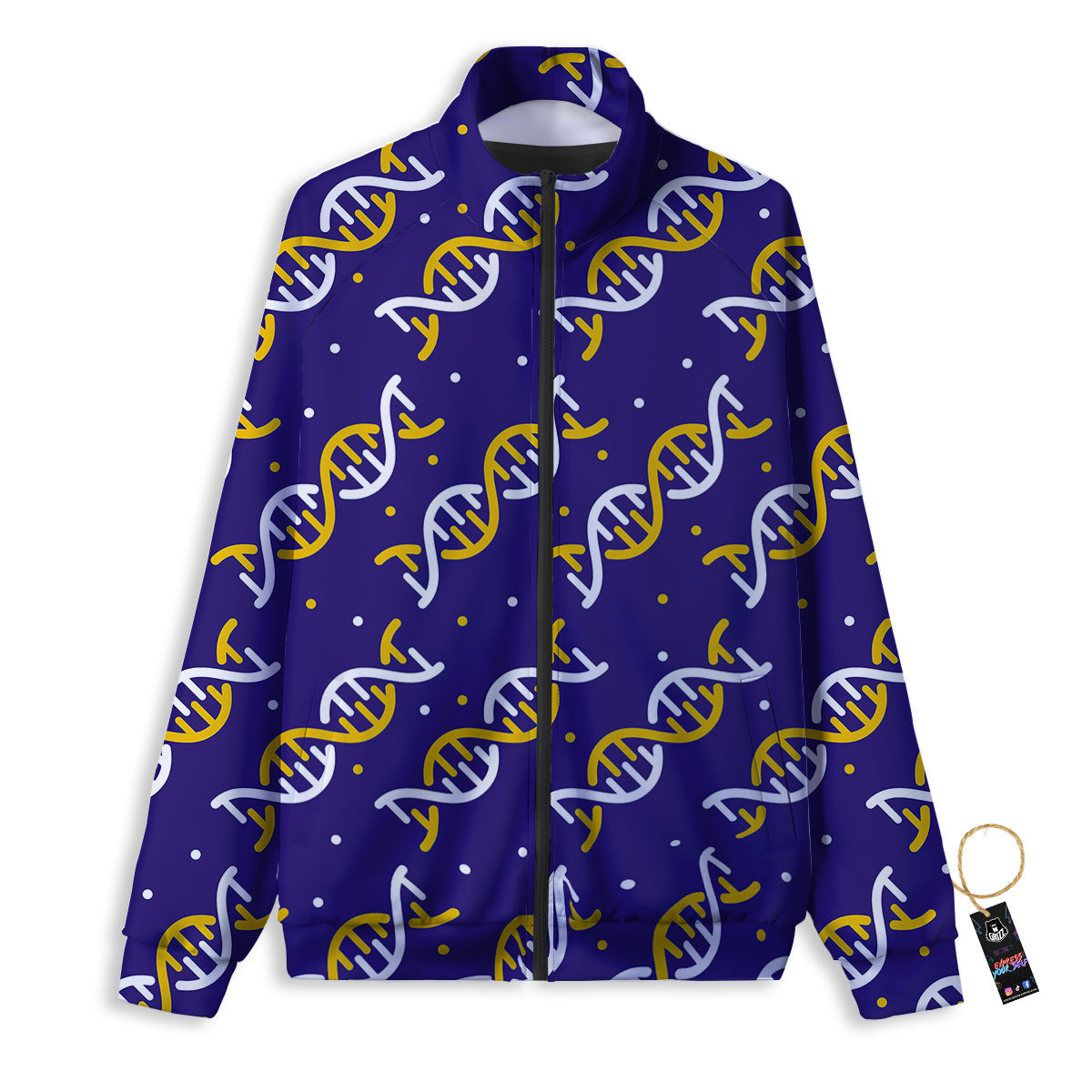 DNA Yellow And White Print Pattern Track Jacket-grizzshop
