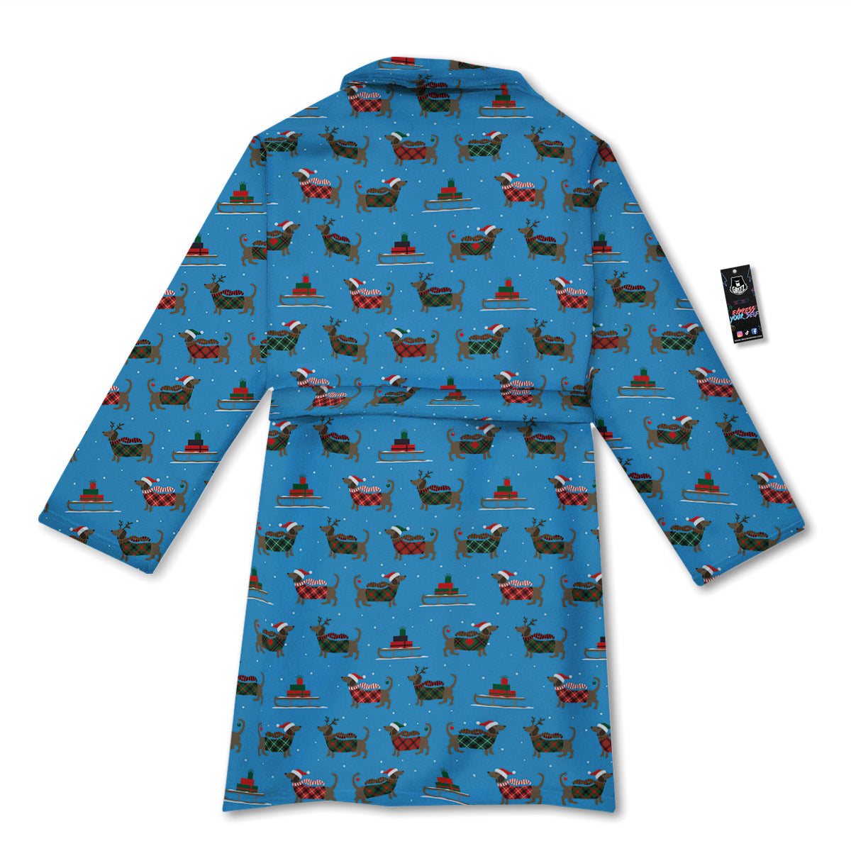 Dachshund Christmas Santa Print Bathrobe-grizzshop