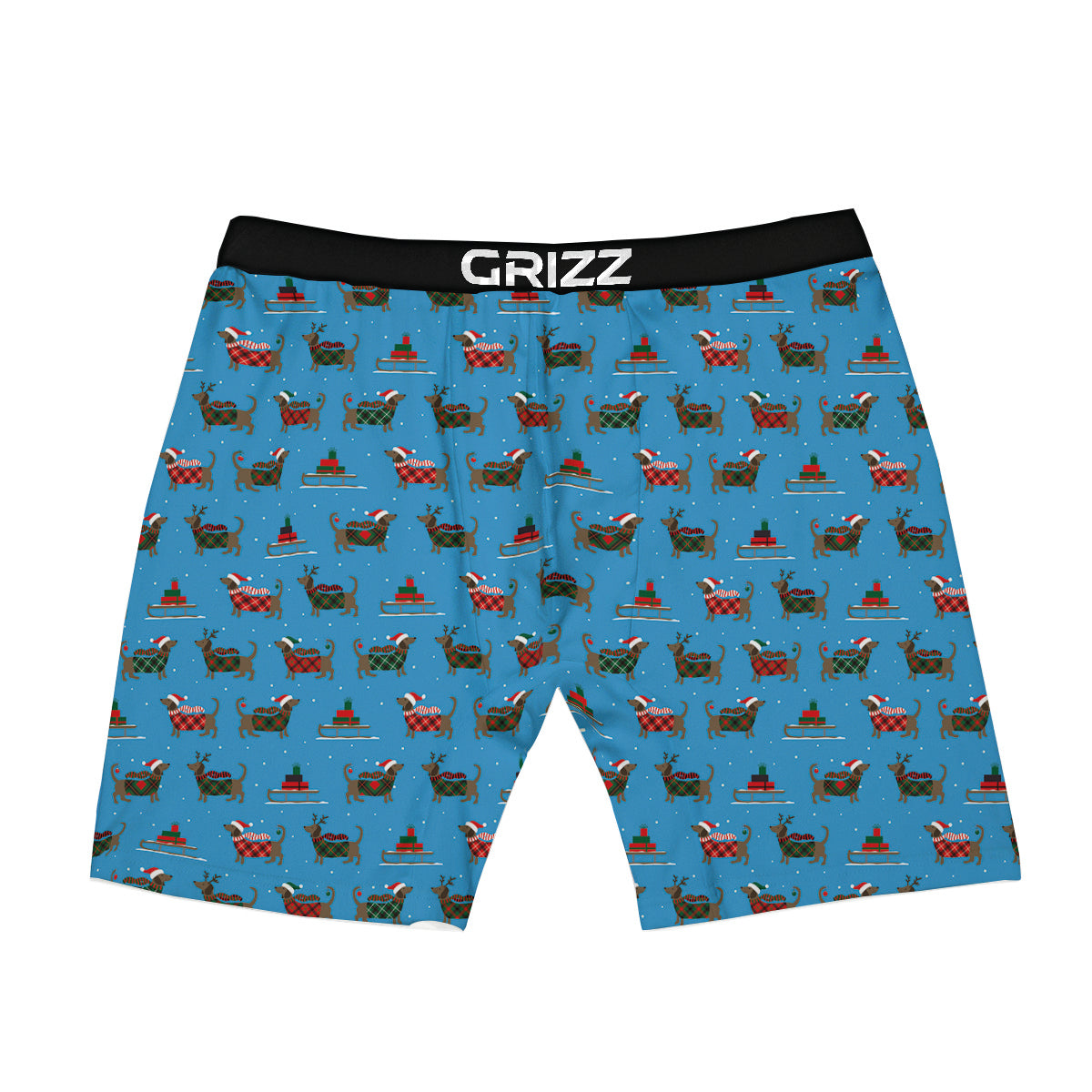 Dachshund Christmas Santa Print Boxer Briefs-grizzshop