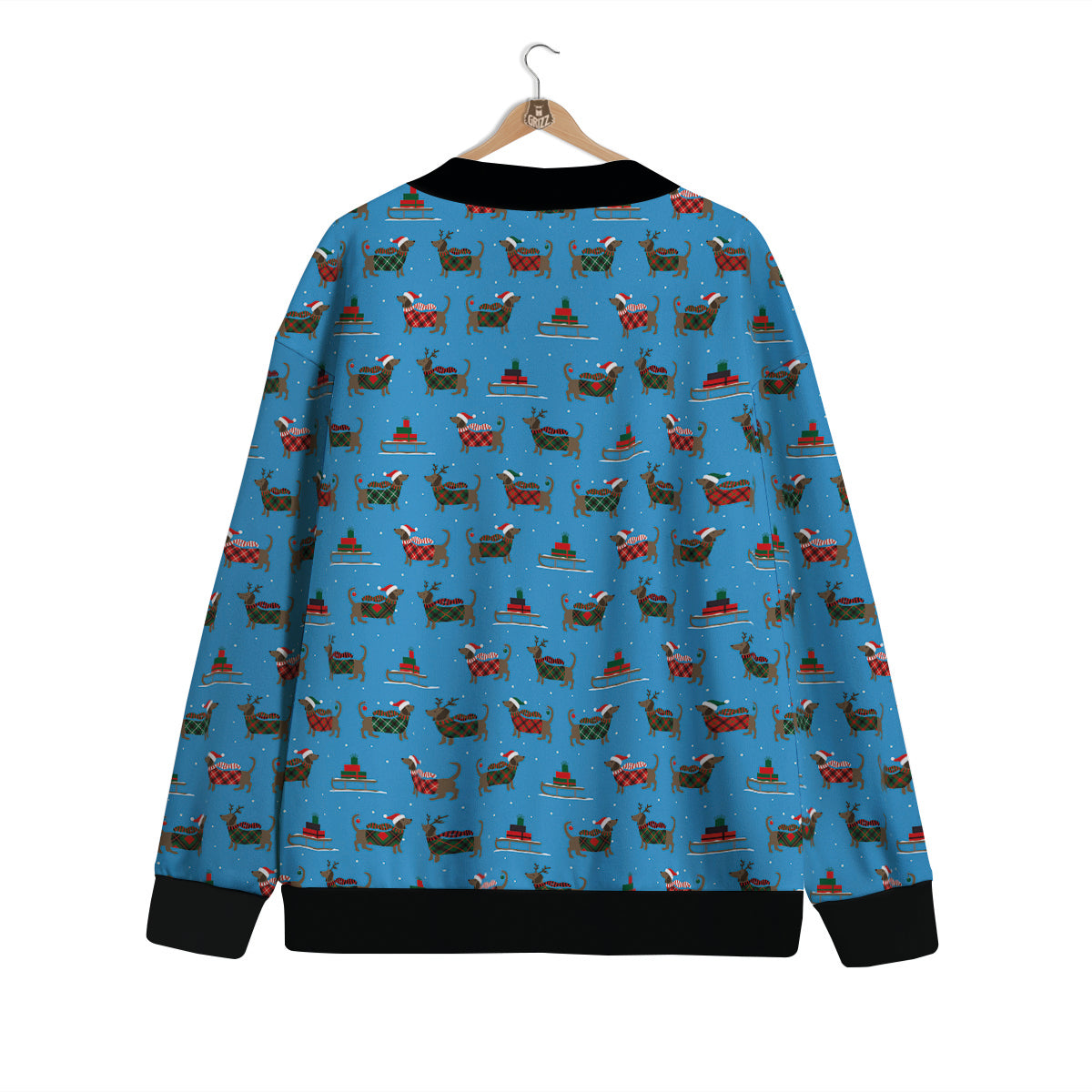 Dachshund Christmas Santa Print Cardigan-grizzshop