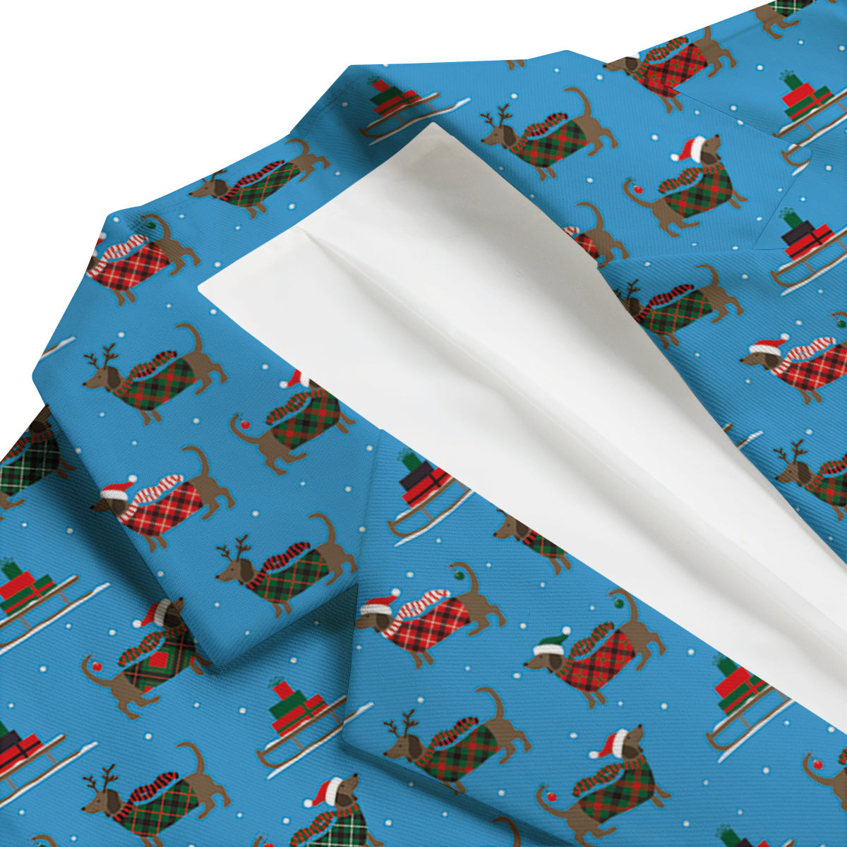 Dachshund Christmas Santa Print Men's Blazer-grizzshop