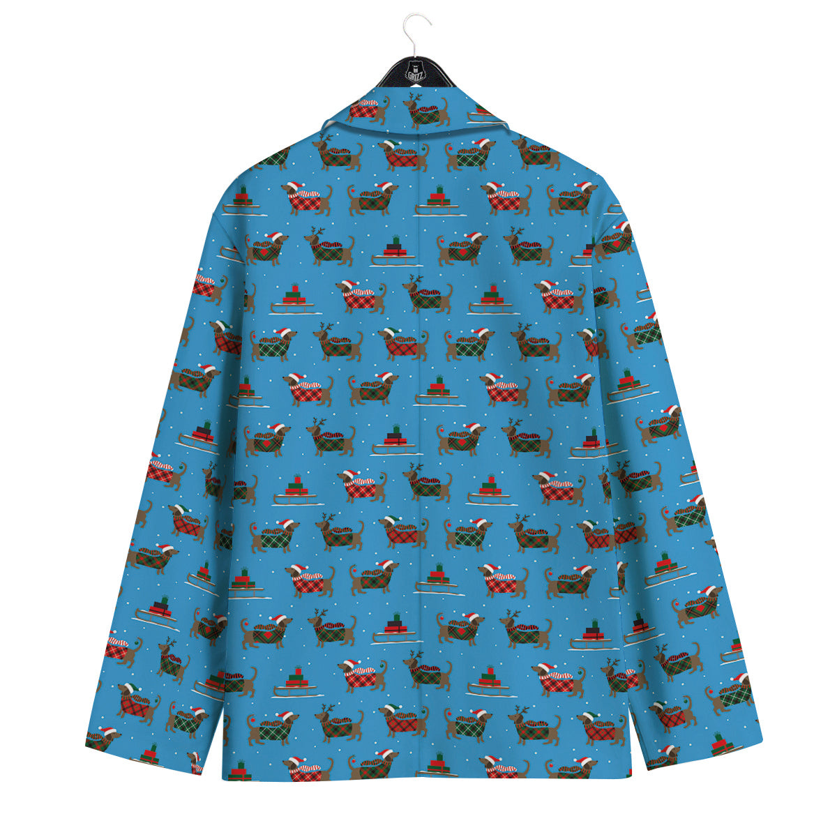 Dachshund Christmas Santa Print Men's Sport Coat-grizzshop