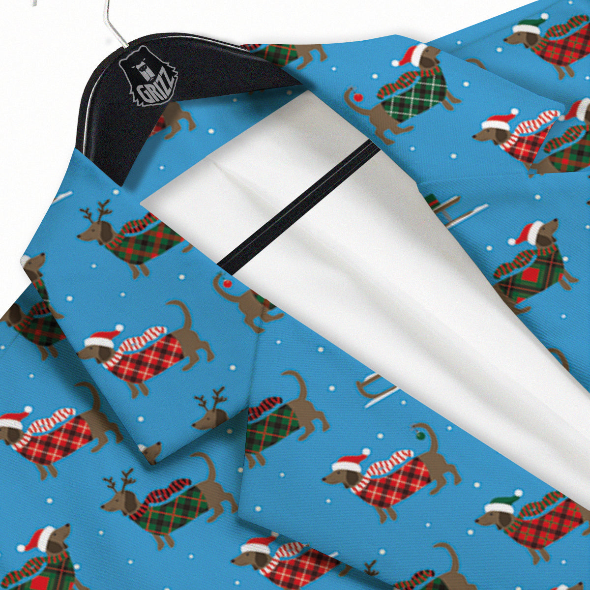 Dachshund Christmas Santa Print Men's Sport Coat-grizzshop