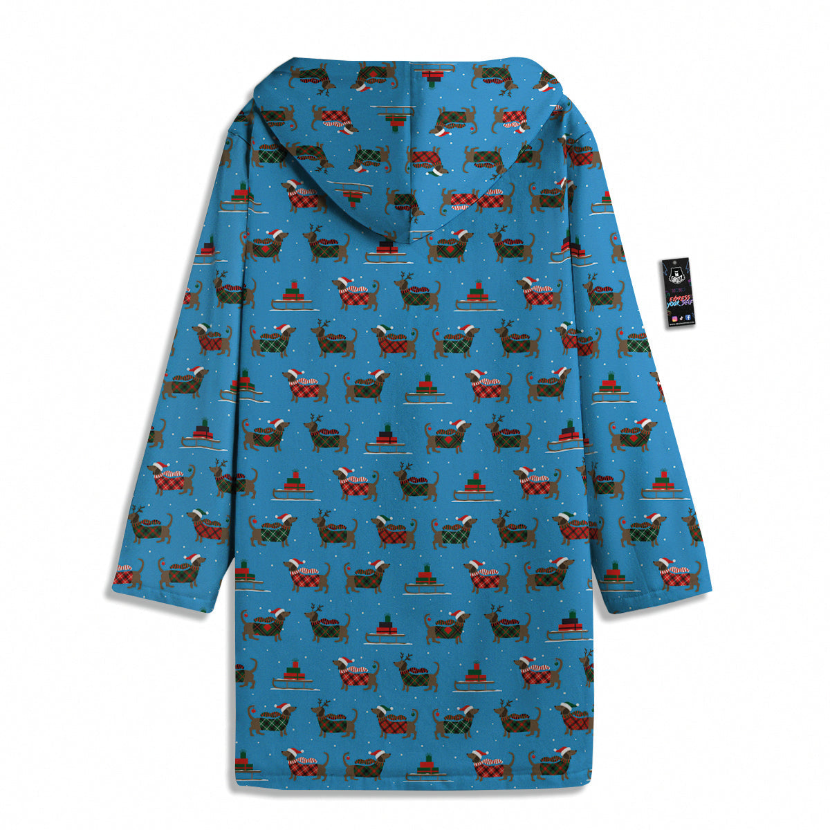 Dachshund Christmas Santa Print Men's Windbreaker Jacket-grizzshop