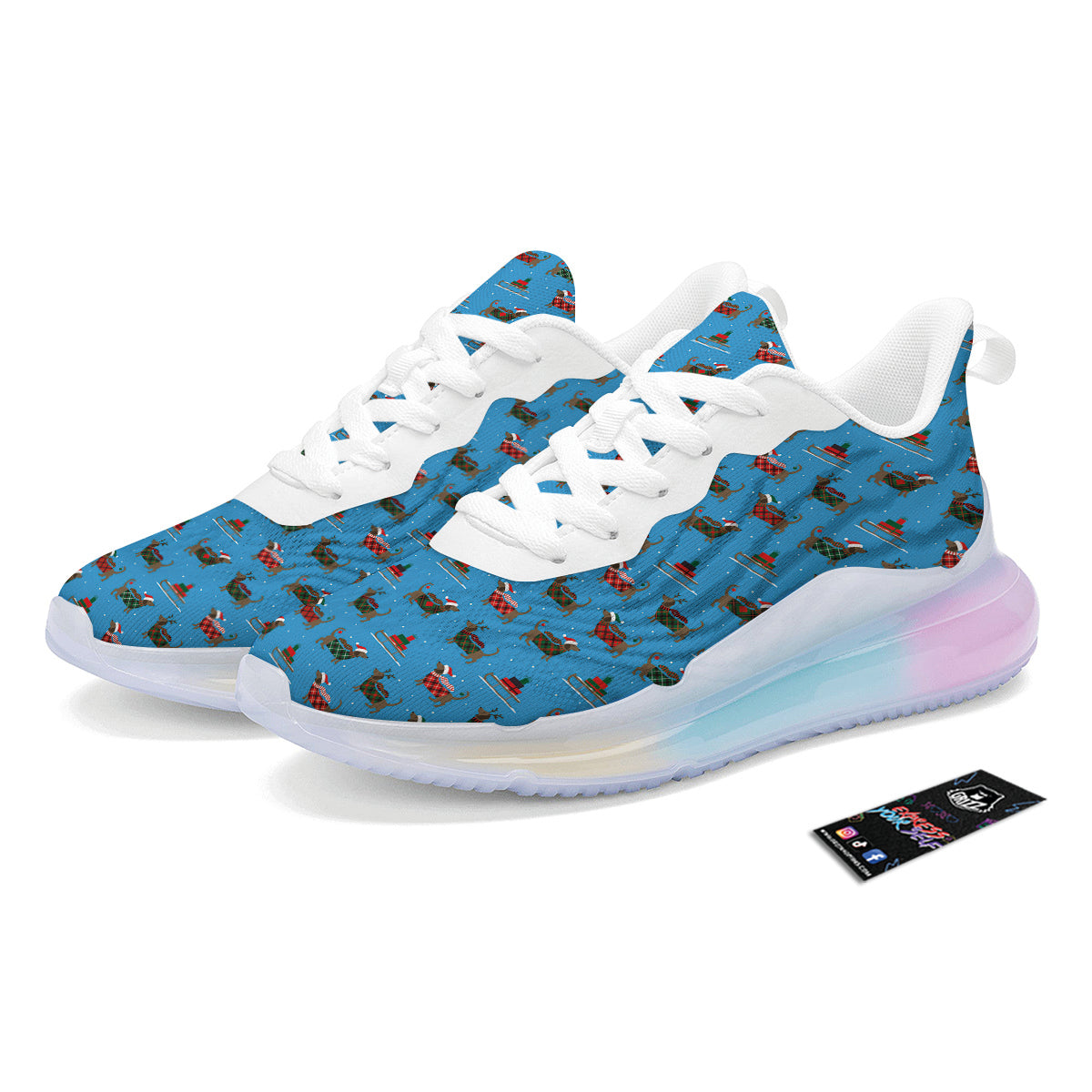 Dachshund Christmas Santa Print Running Sneakers-grizzshop