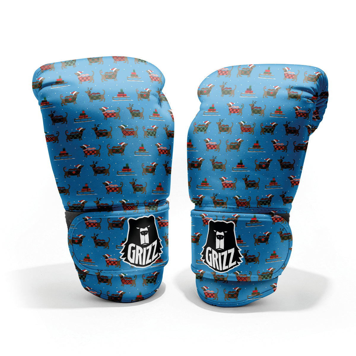 Dachshund Christmas Santa Print Pro Boxing Glove