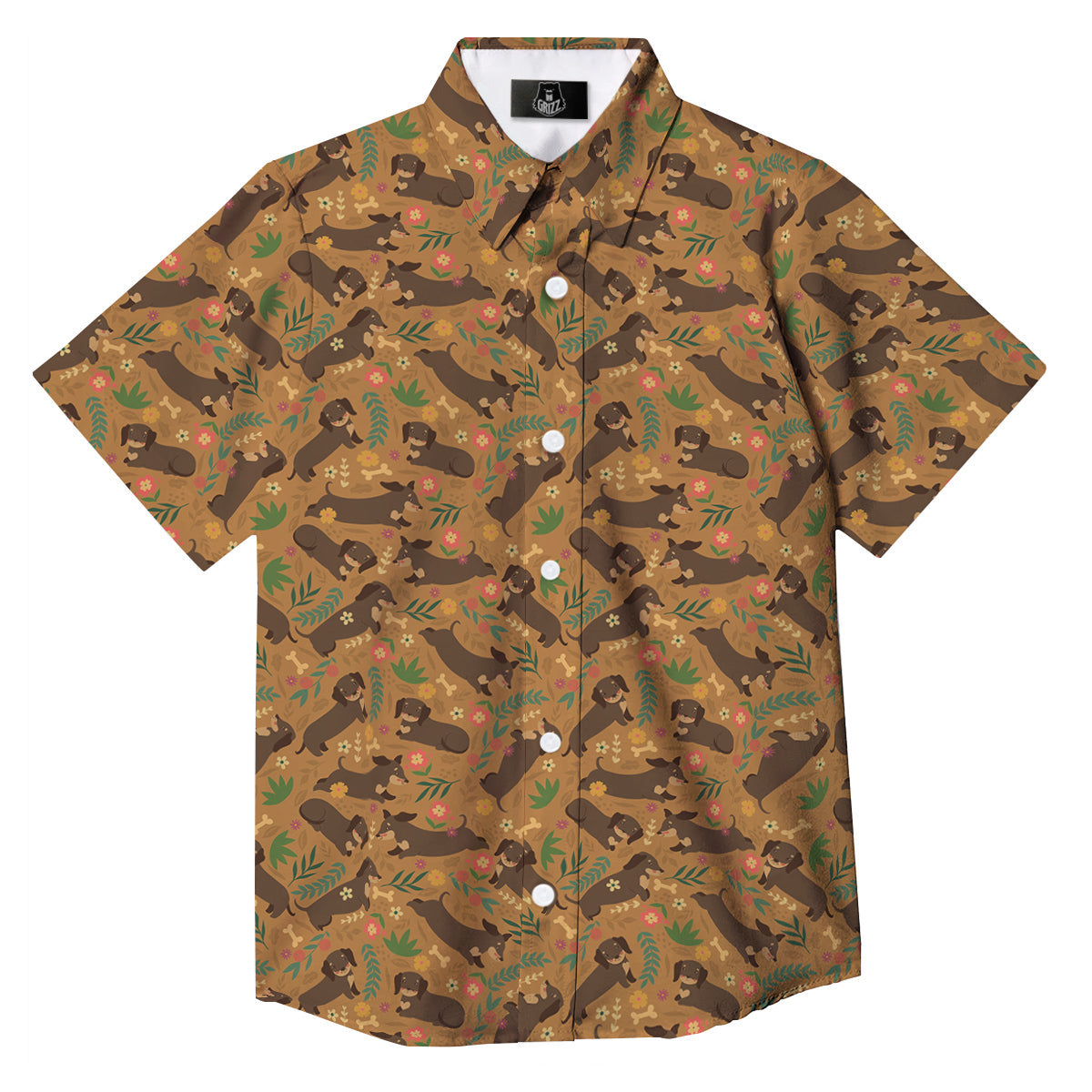 Dachshund Cute Print Pattern Button Up Shirt-grizzshop
