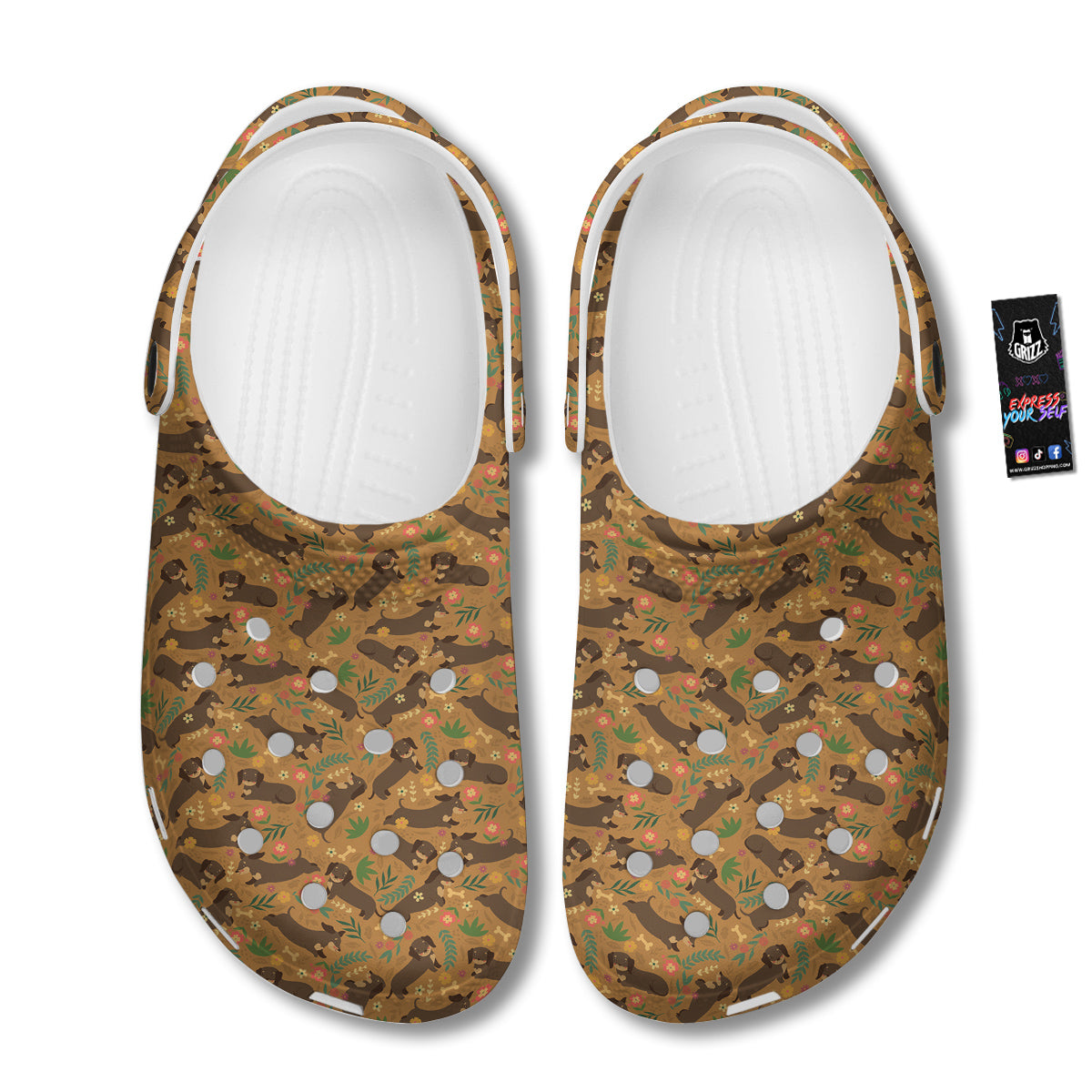 Dachshund Cute Print Pattern Clog-grizzshop