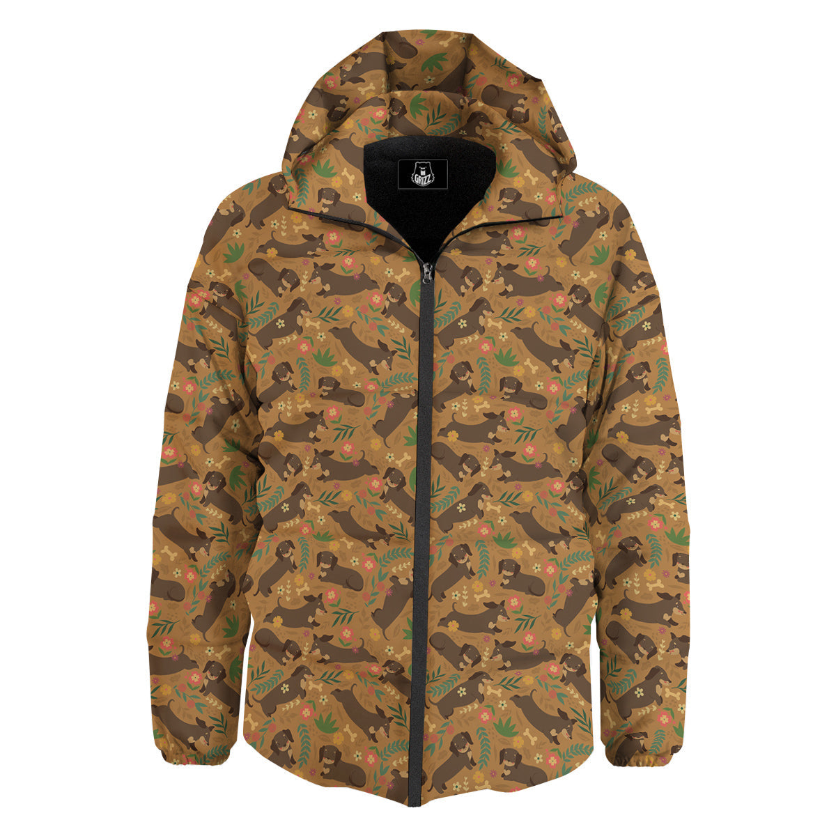 Dachshund Cute Print Pattern Down Jacket-grizzshop