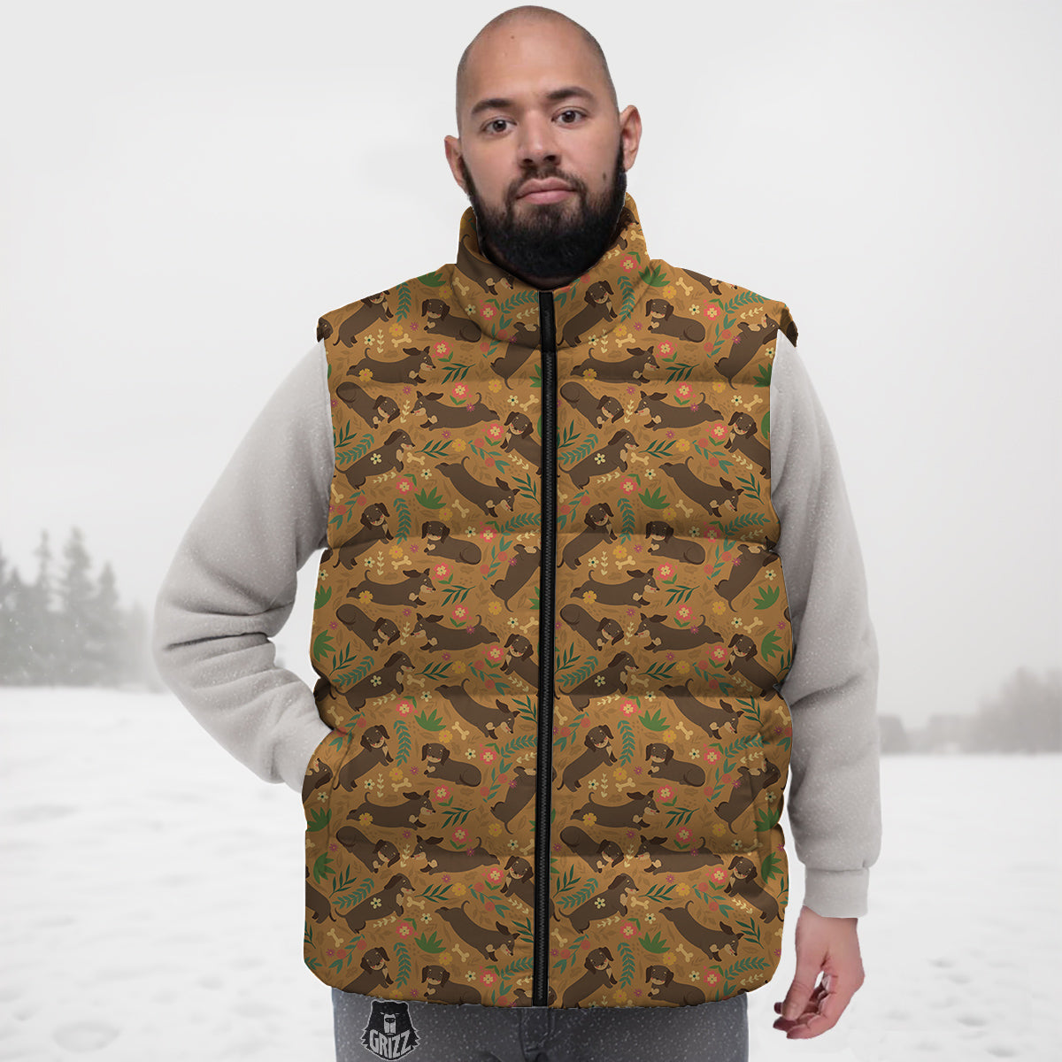 Dachshund Cute Print Pattern Down Vest