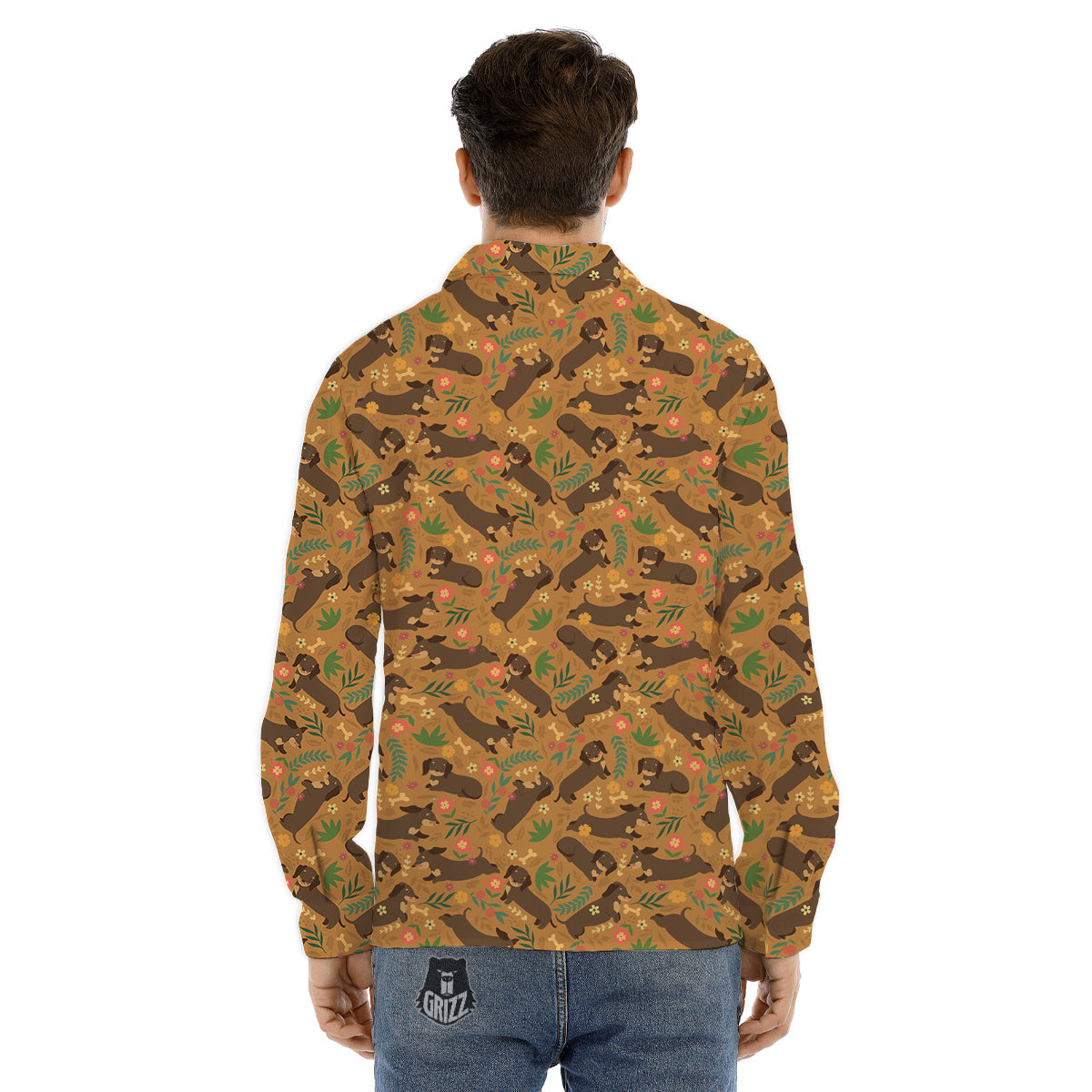 Dachshund Cute Print Pattern Men's Dress Shirts-grizzshop