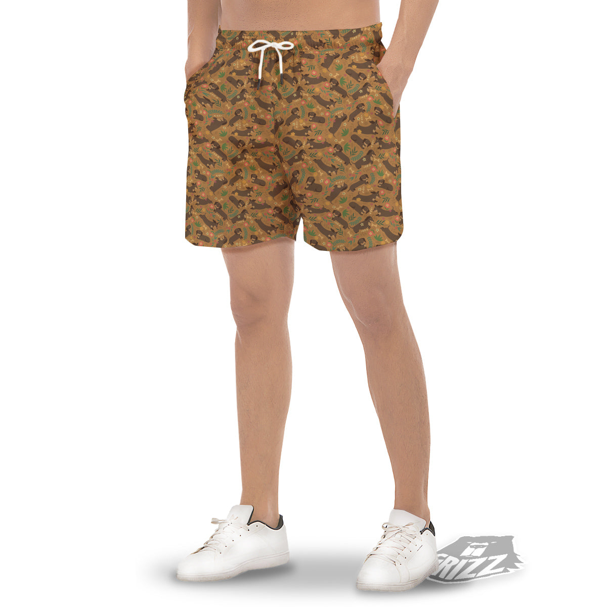 Dachshund Cute Print Pattern Men's Gym Shorts-grizzshop