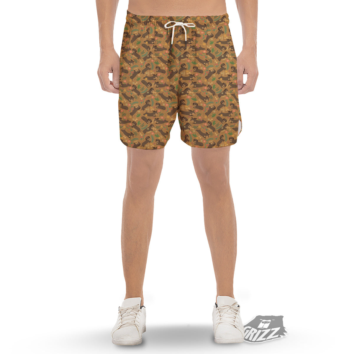 Dachshund Cute Print Pattern Men's Gym Shorts-grizzshop