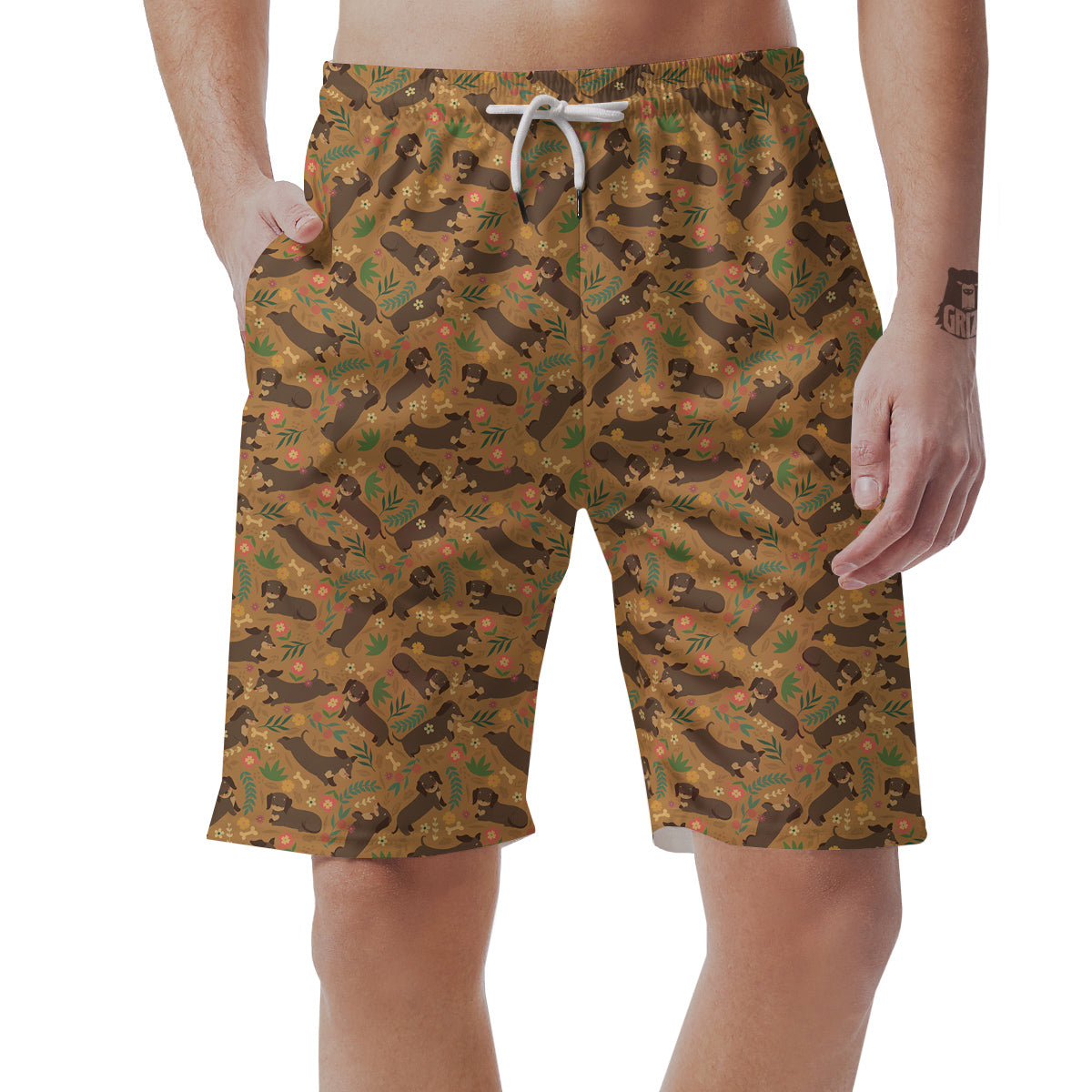 Dachshund Cute Print Pattern Men's Shorts-grizzshop