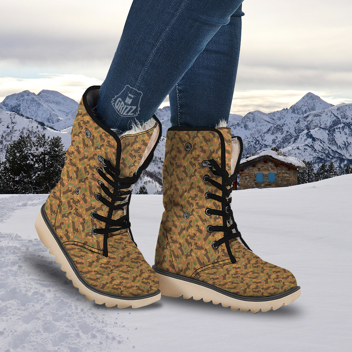 Dachshund Cute Print Pattern Snow Boots-grizzshop