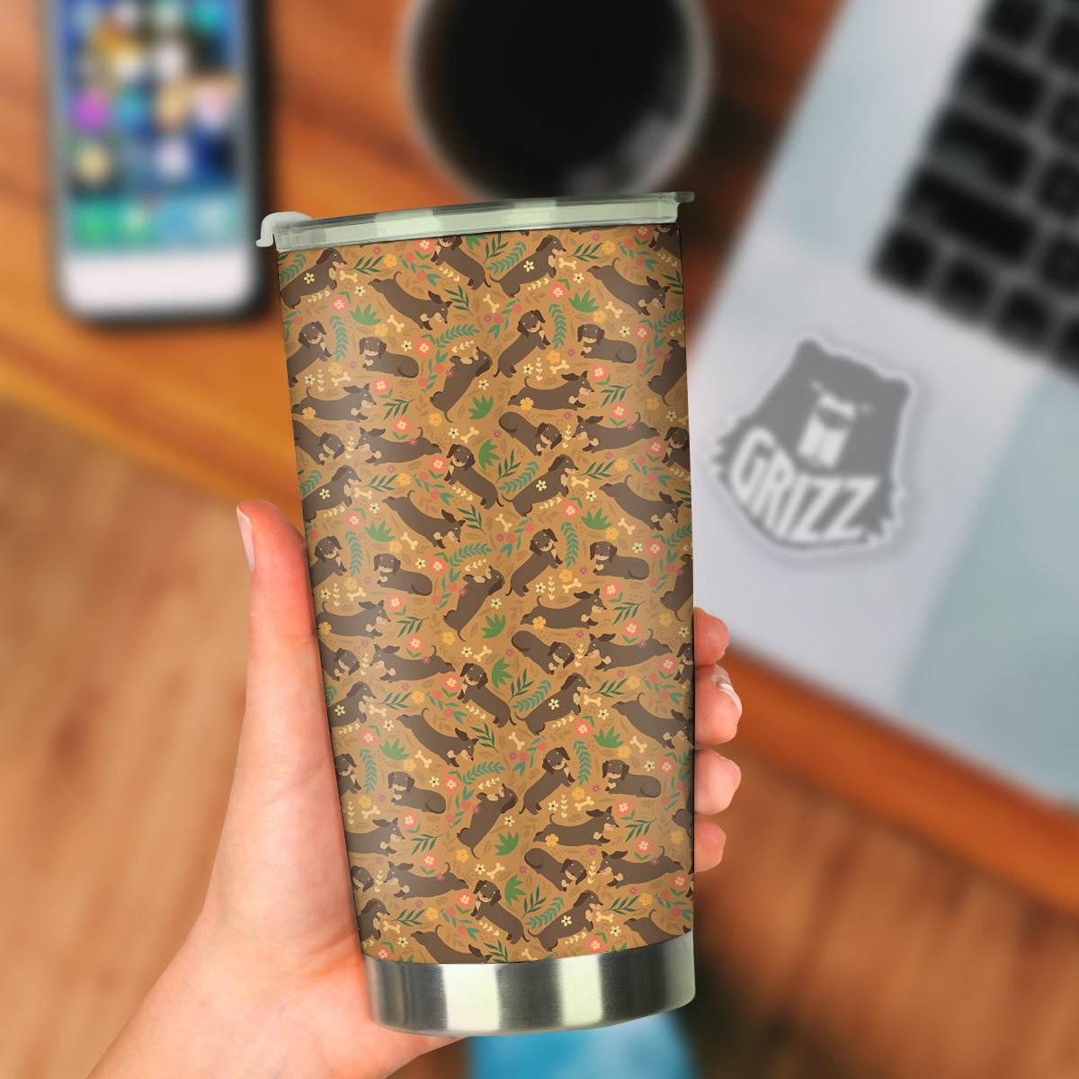 Dachshund Cute Print Pattern Tumbler-grizzshop