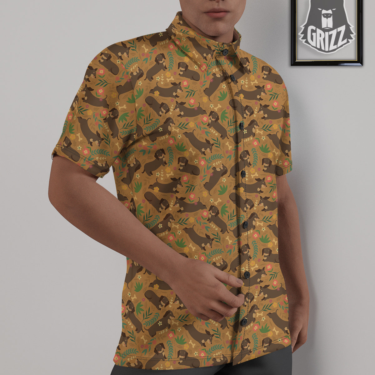 Dachshund Cute Print Pattern Untucked Shirts-grizzshop