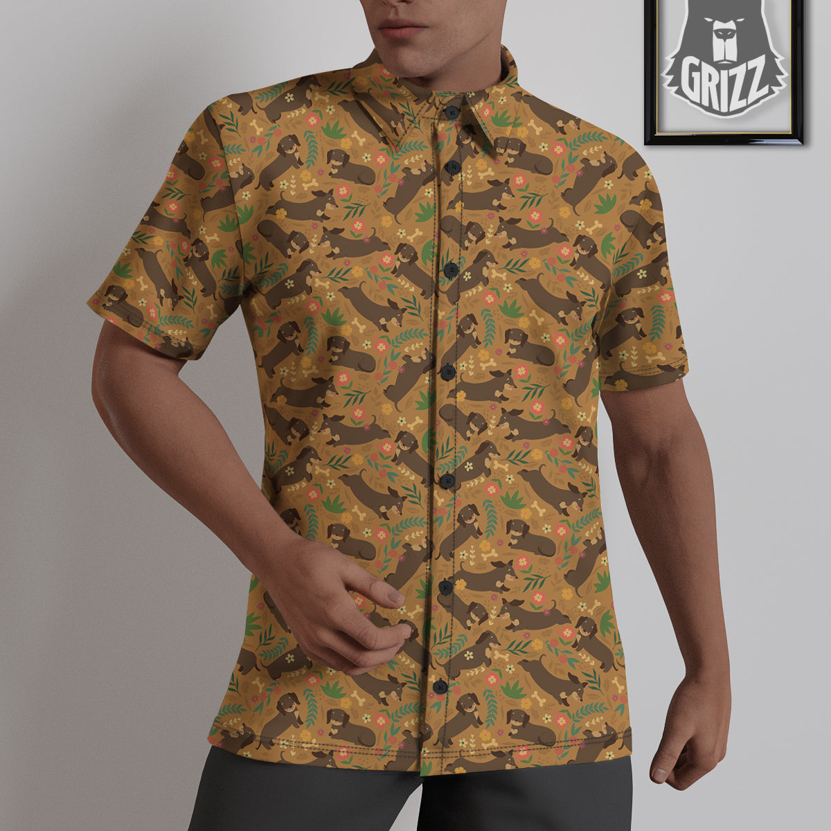 Dachshund Cute Print Pattern Untucked Shirts-grizzshop