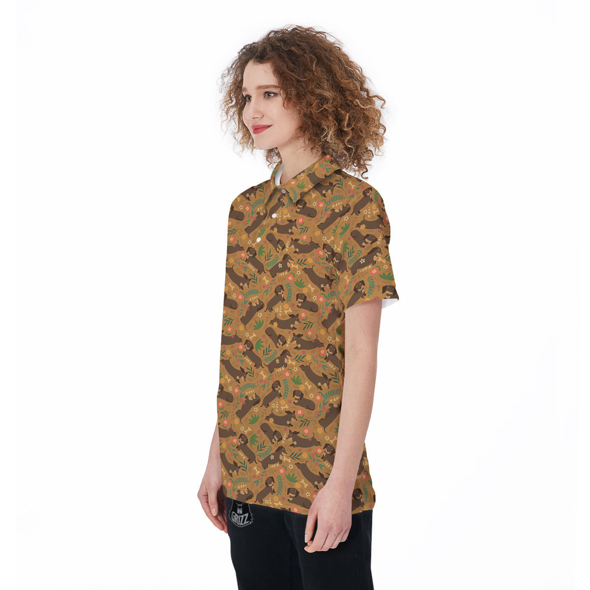 Dachshund Cute Print Pattern Women's Golf Shirts-grizzshop
