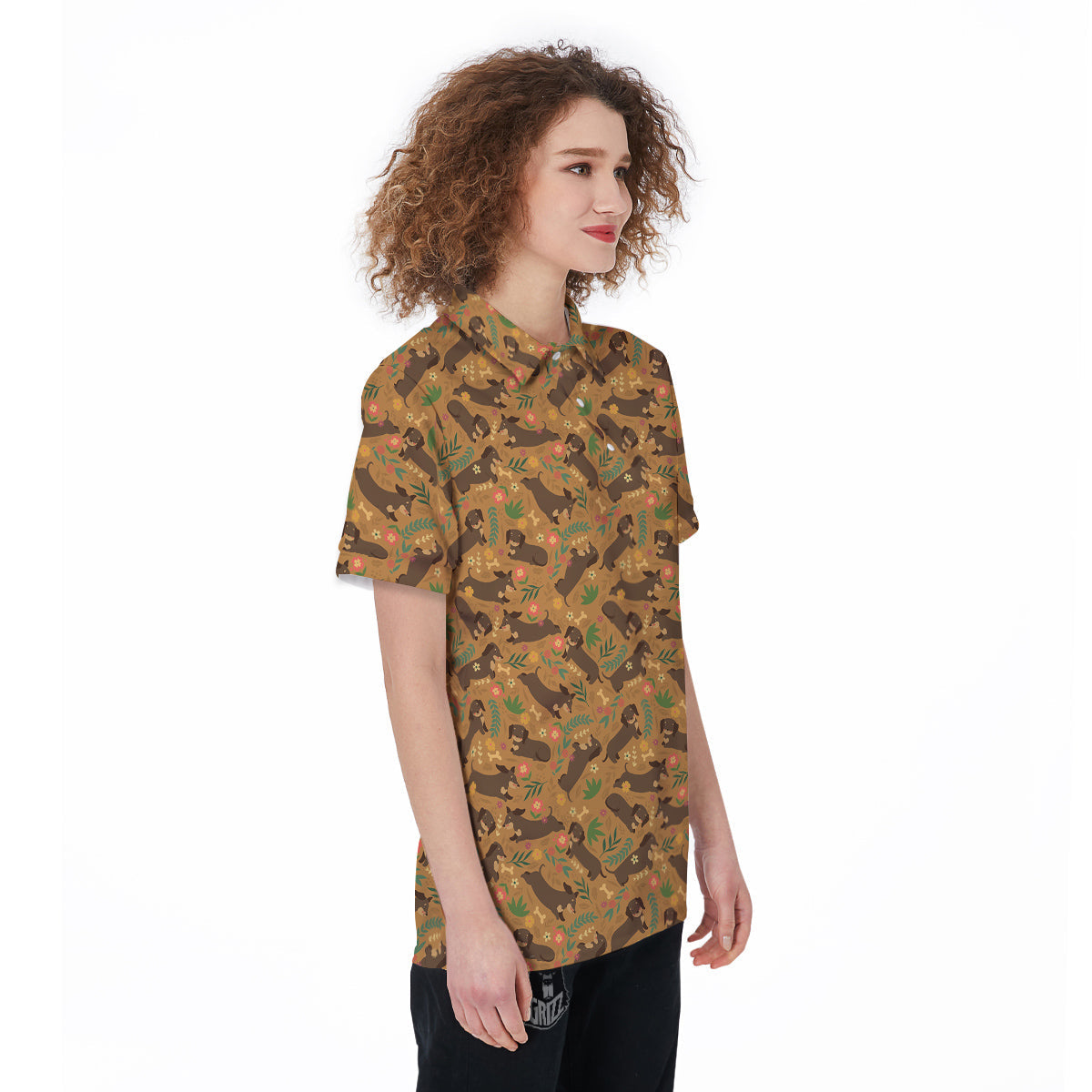 Dachshund Cute Print Pattern Women's Golf Shirts-grizzshop