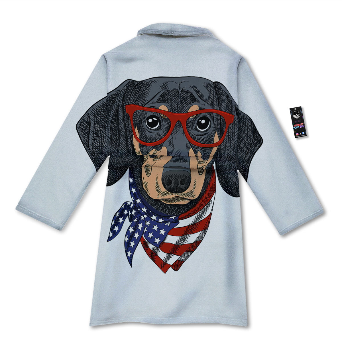 Dachshund Wearing Red Sunglasses Print Bathrobe-grizzshop