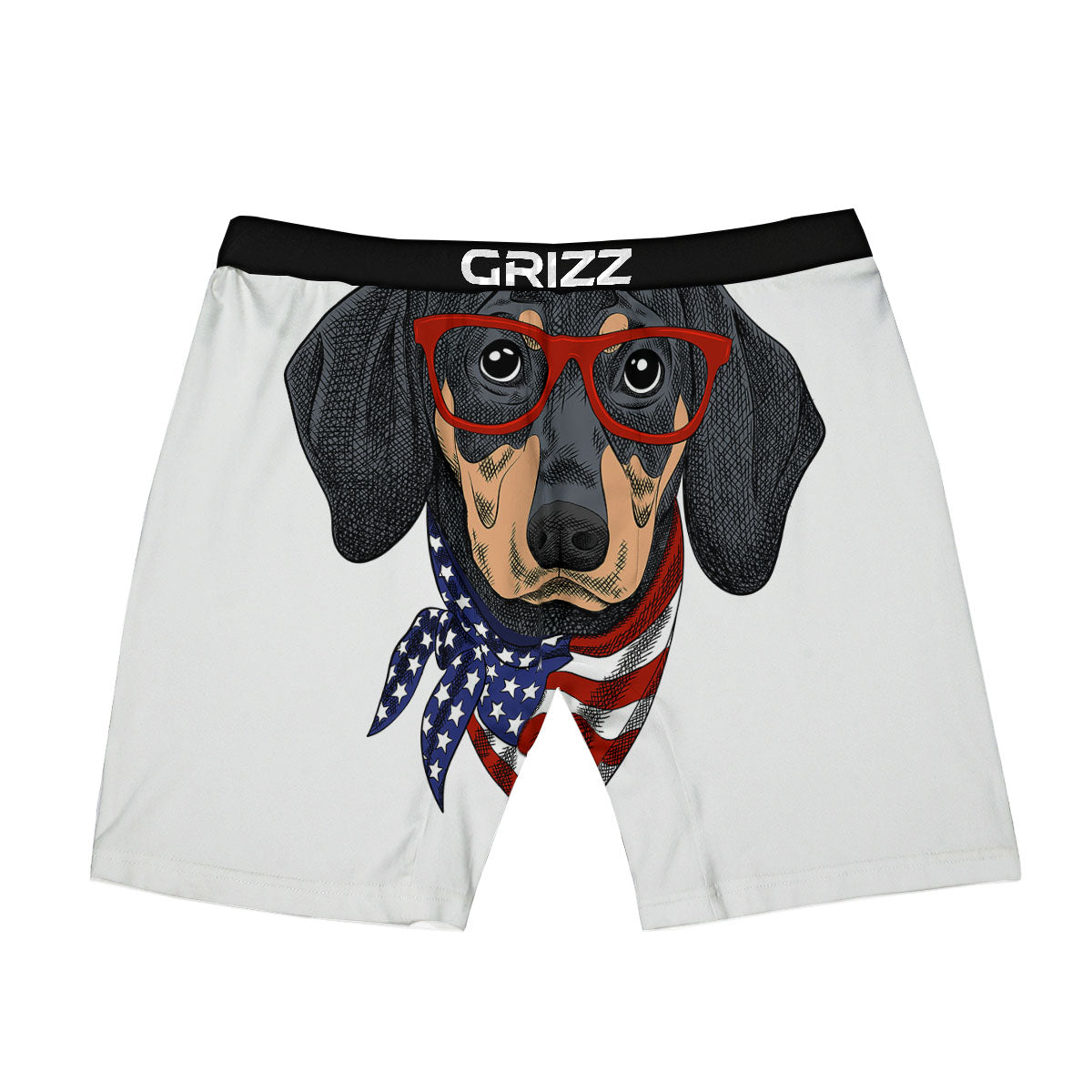 Dachshund Wearing Red Sunglasses Print Boxer Briefs-grizzshop