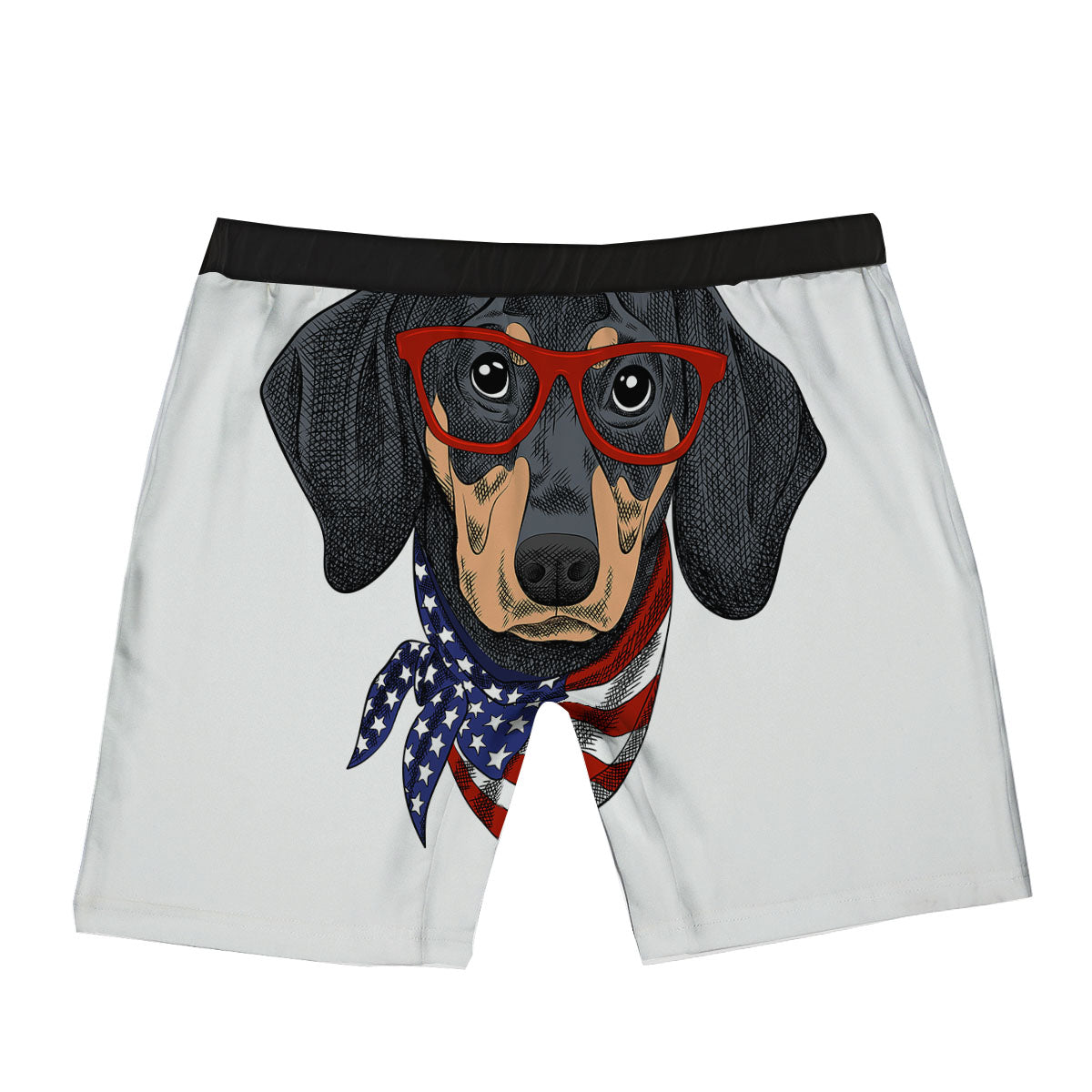 Dachshund Wearing Red Sunglasses Print Boxer Briefs-grizzshop