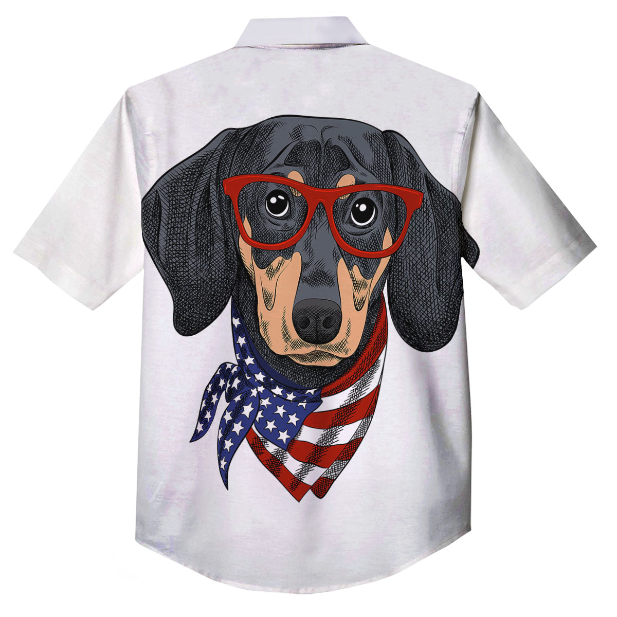 Dachshund Wearing Red Sunglasses Print Button Up Shirt-grizzshop
