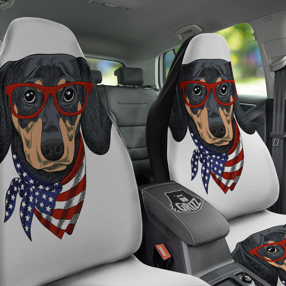 Dachshund Wearing Red Sunglasses Print Car Seat Covers-grizzshop