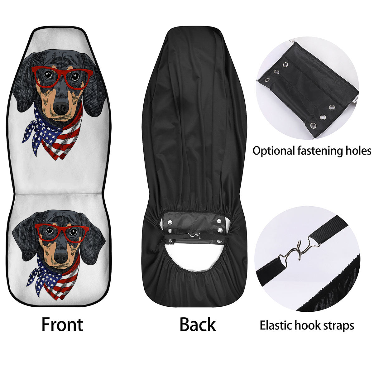 Dachshund Wearing Red Sunglasses Print Car Seat Covers-grizzshop