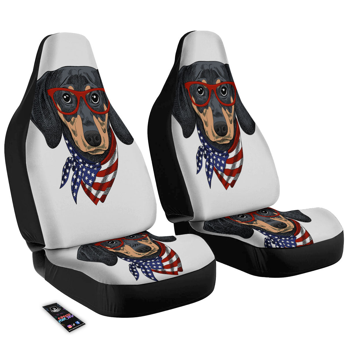 Dachshund Wearing Red Sunglasses Print Car Seat Covers-grizzshop