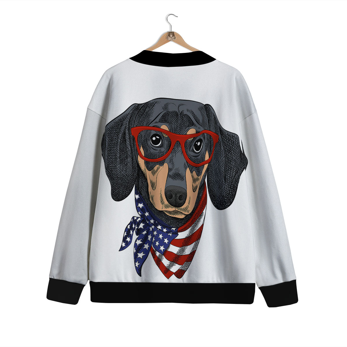 Dachshund Wearing Red Sunglasses Print Cardigan-grizzshop