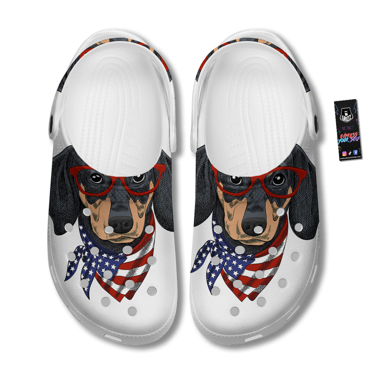 Dachshund Wearing Red Sunglasses Print Clog-grizzshop