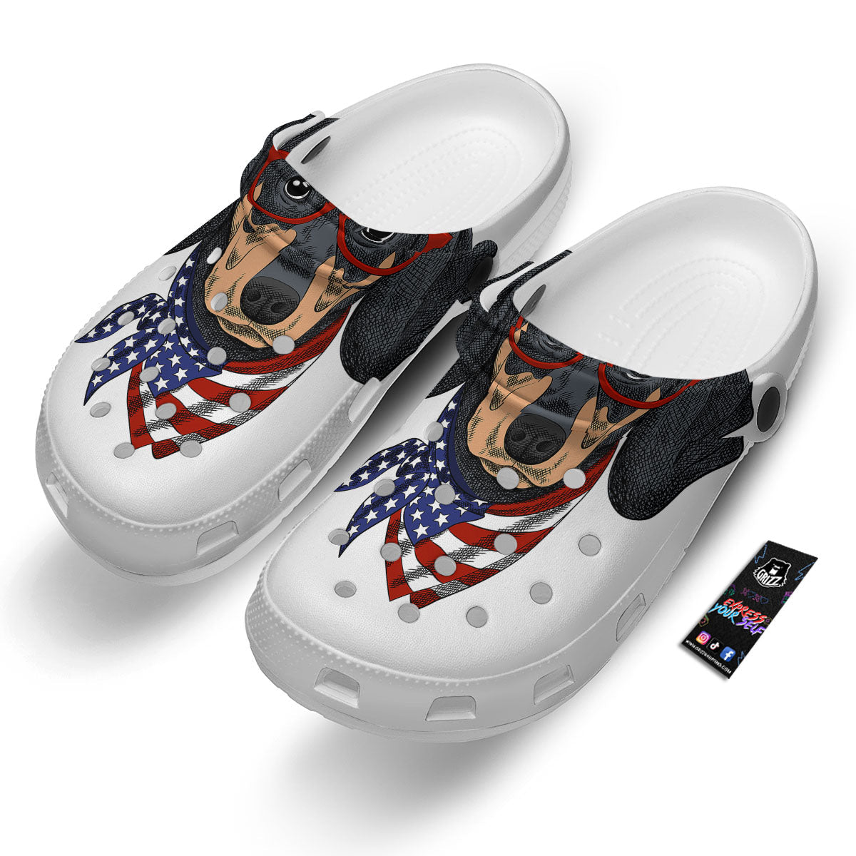 Dachshund Wearing Red Sunglasses Print Clog-grizzshop