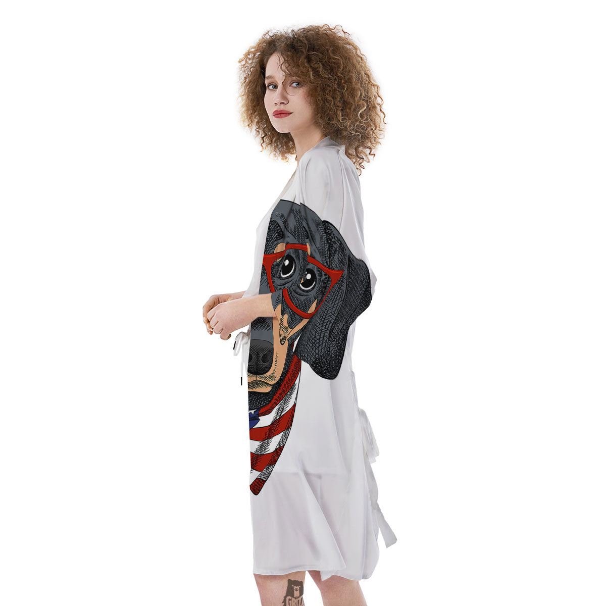 Dachshund Wearing Red Sunglasses Print Kimono-grizzshop